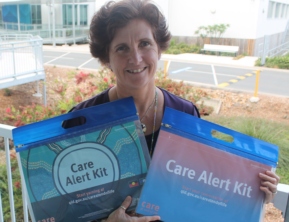 Desre Arnold, Clinical Nurse Consultant from Caboolture Hospital with the Care Alert Kit. 
